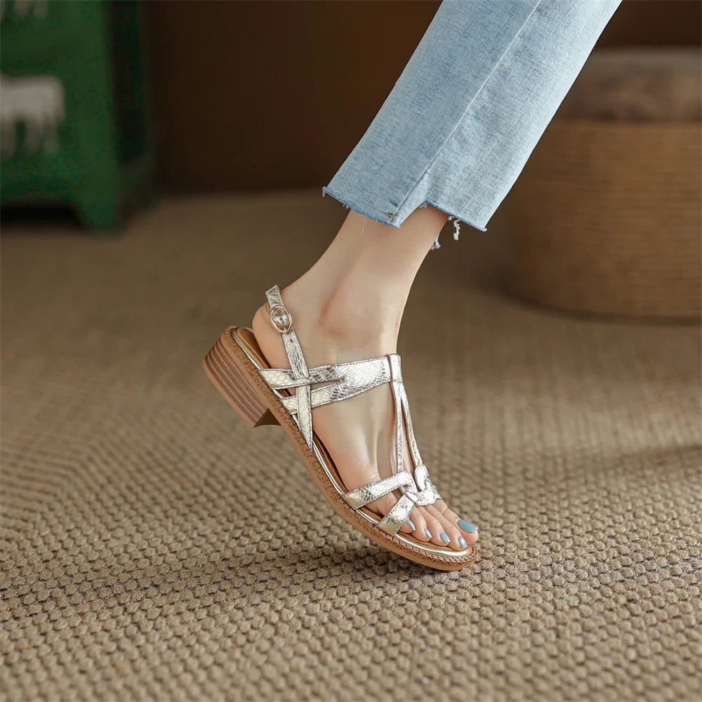 Sandales Femme en cuir tressé "La Douceur Estivale" - Restaur Cuirs