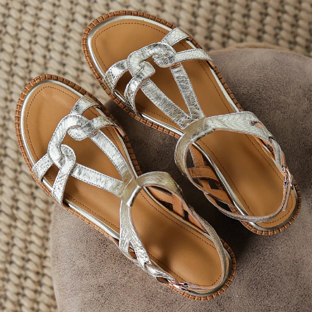 Sandales Femme en cuir tressé "La Douceur Estivale" - Restaur Cuirs