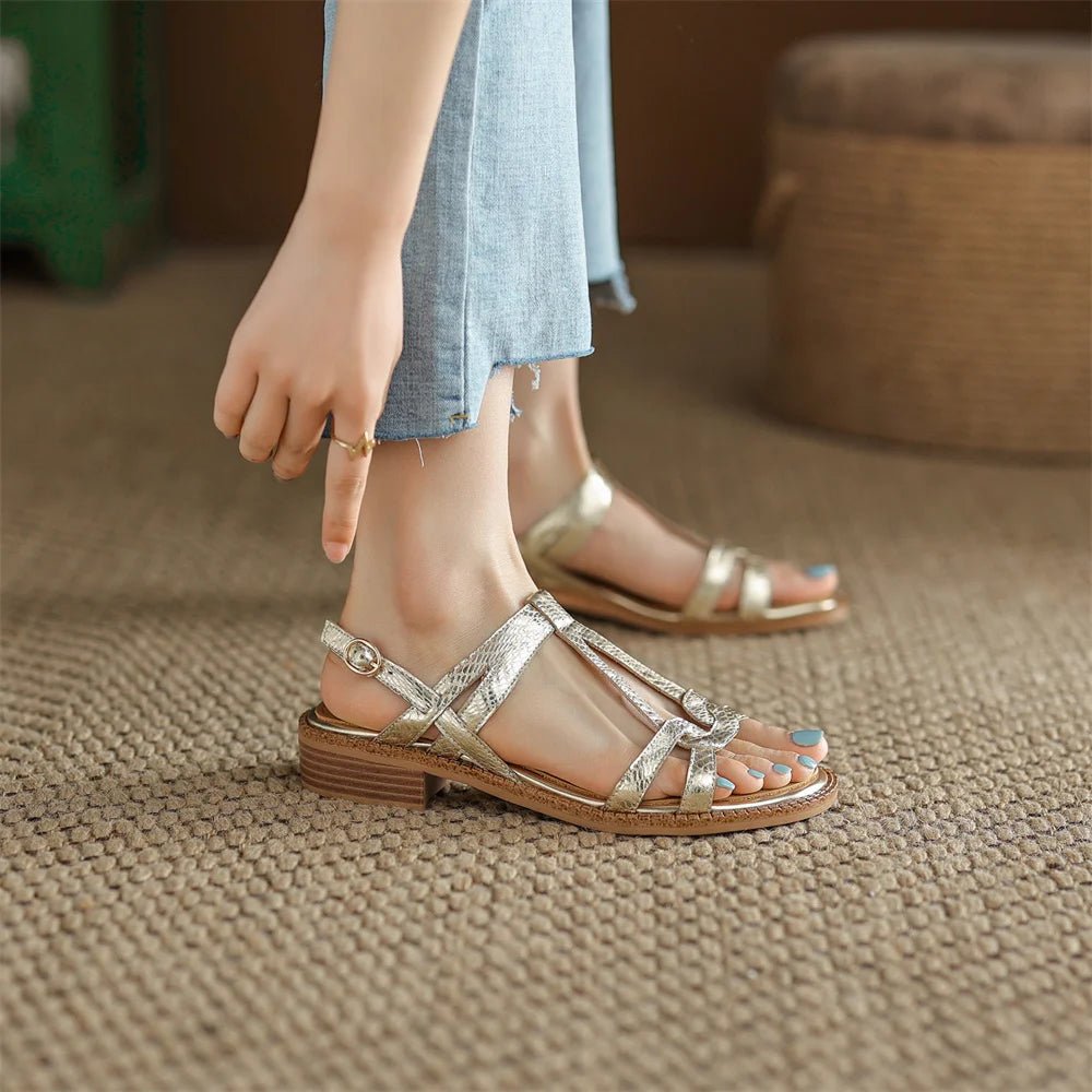 Sandales Femme en cuir tressé "La Douceur Estivale" - Restaur Cuirs