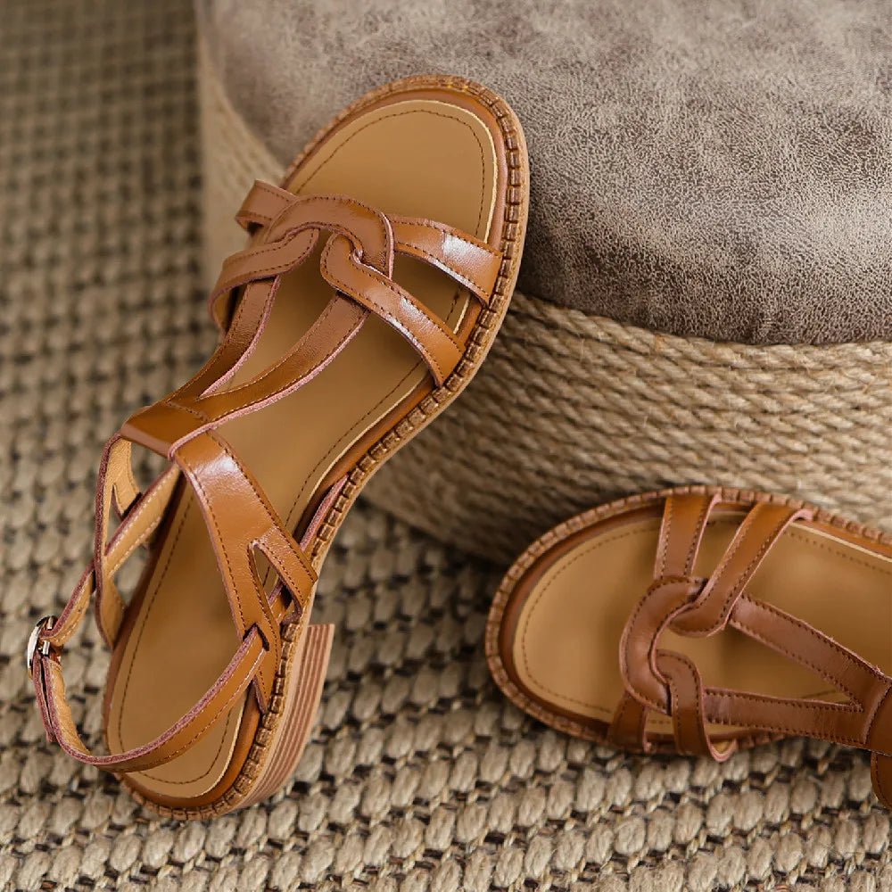 Sandales Femme en cuir tressé "La Douceur Estivale" - Restaur Cuirs