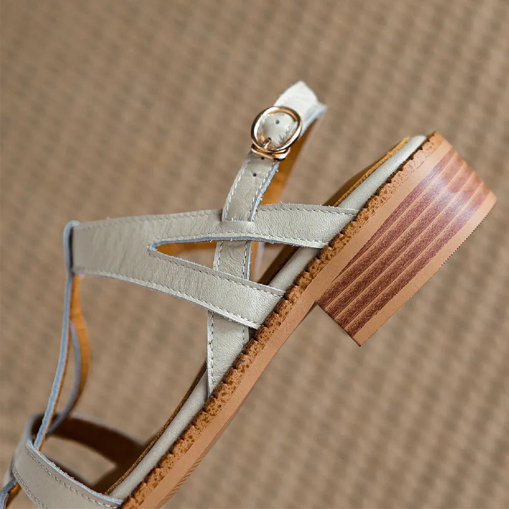 Sandales Femme en cuir tressé "La Douceur Estivale" - Restaur Cuirs