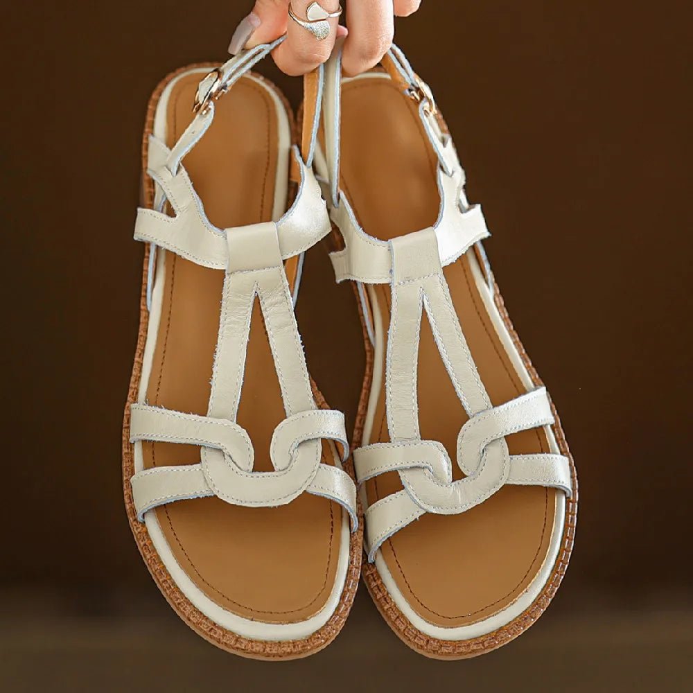 Sandales Femme en cuir tressé "La Douceur Estivale" - Restaur Cuirs