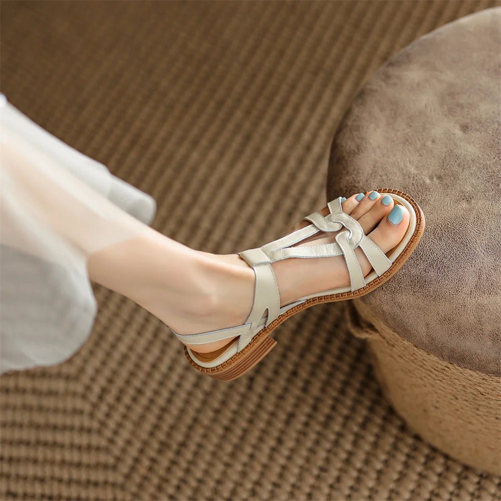 Sandales Femme en cuir tressé "La Douceur Estivale" - Restaur Cuirs