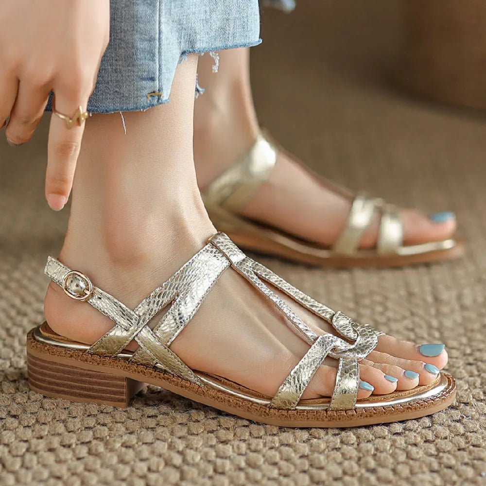 Sandales Femme en cuir tressé "La Douceur Estivale" - Restaur Cuirs