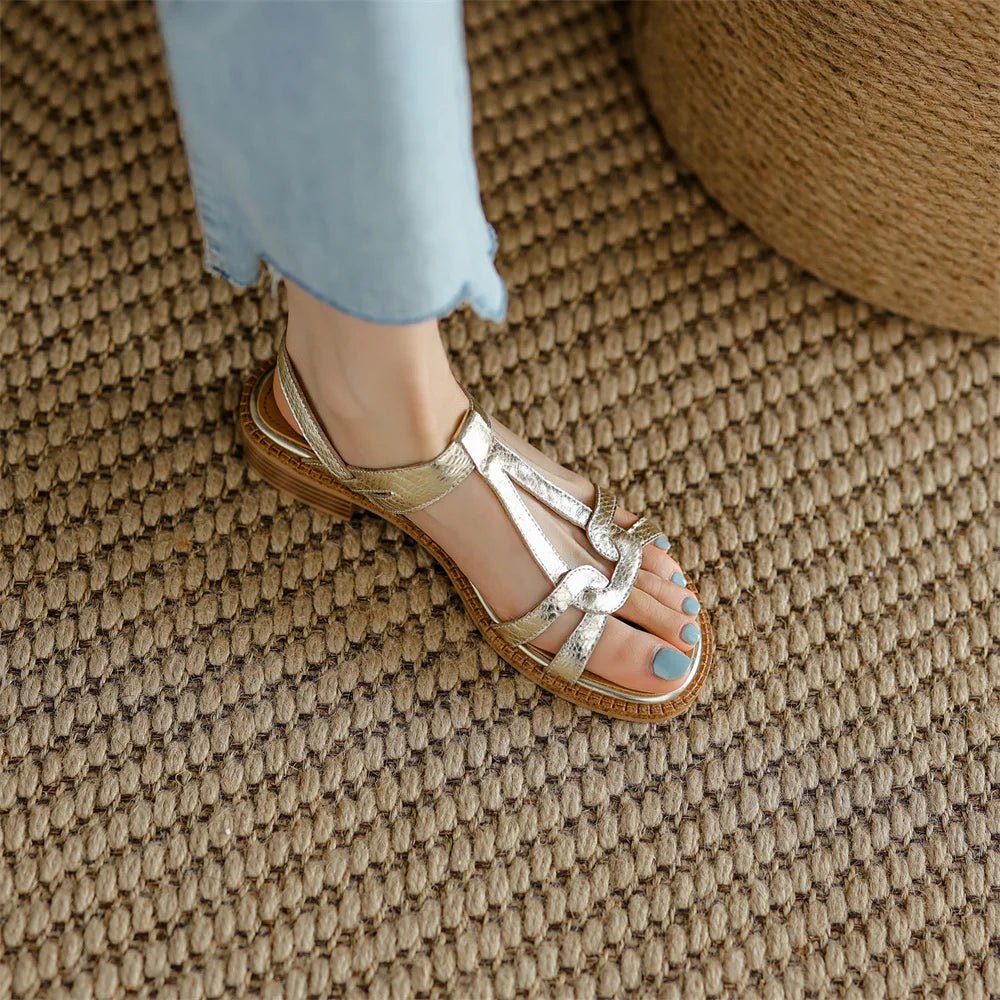 Sandales Femme en cuir tressé "La Douceur Estivale" - Restaur Cuirs