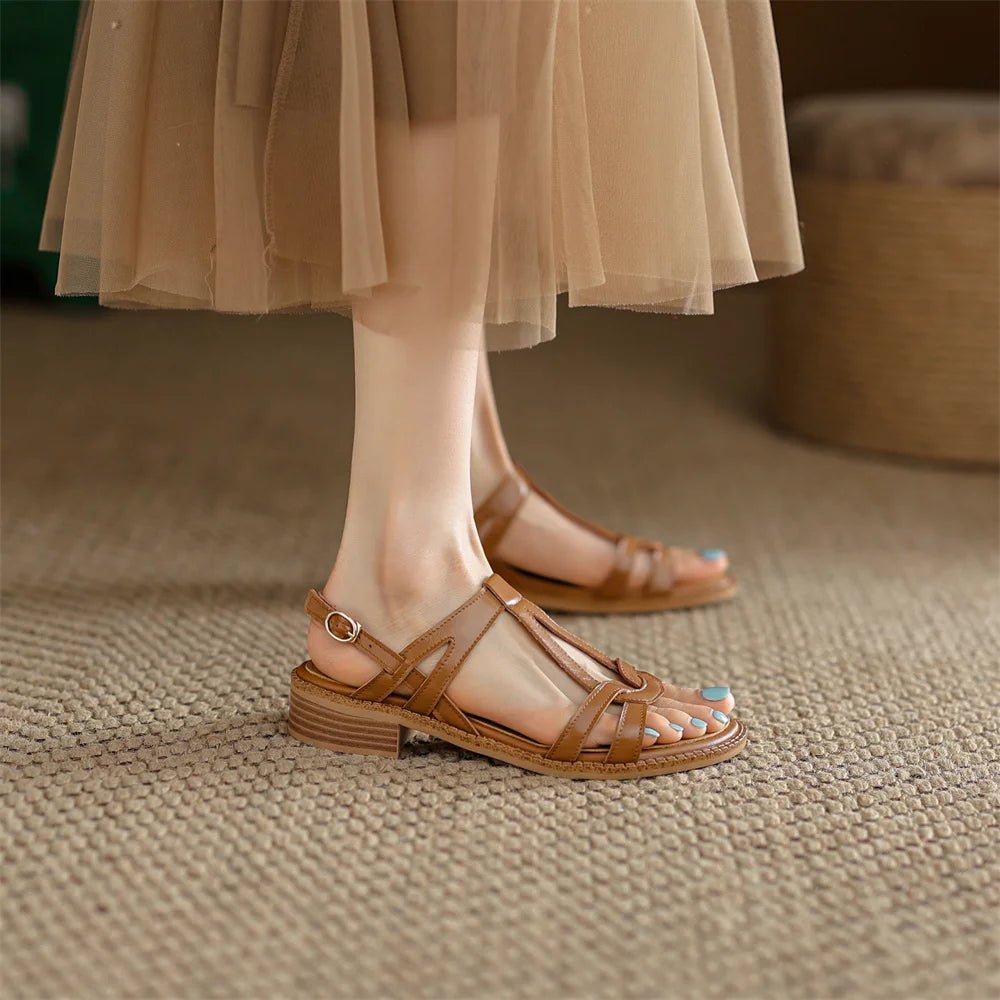 Sandales Femme en cuir tressé "La Douceur Estivale" - Restaur Cuirs
