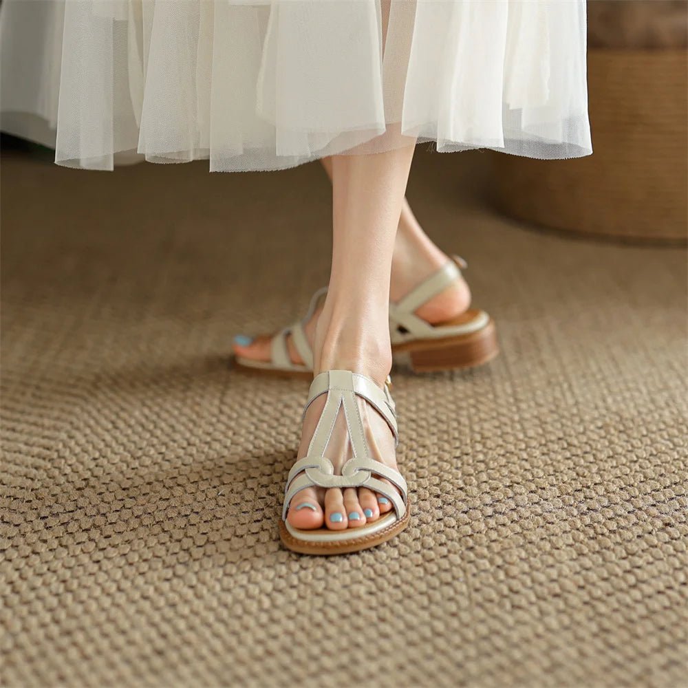 Sandales Femme en cuir tressé "La Douceur Estivale" - Restaur Cuirs