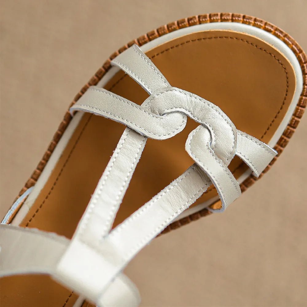 Sandales Femme en cuir tressé "La Douceur Estivale" - Restaur Cuirs