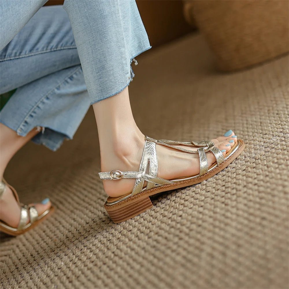 Sandales Femme en cuir tressé "La Douceur Estivale" - Restaur Cuirs