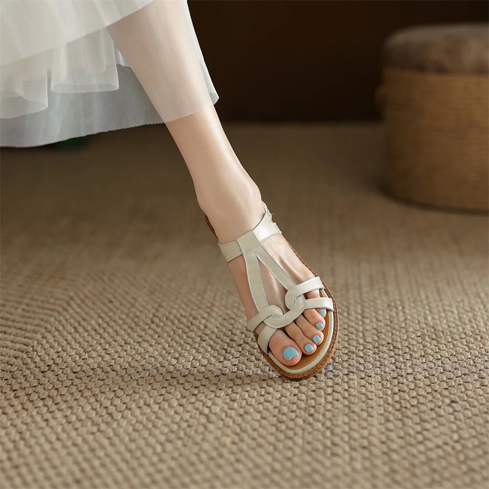 Sandales Femme en cuir tressé "La Douceur Estivale" - Restaur Cuirs