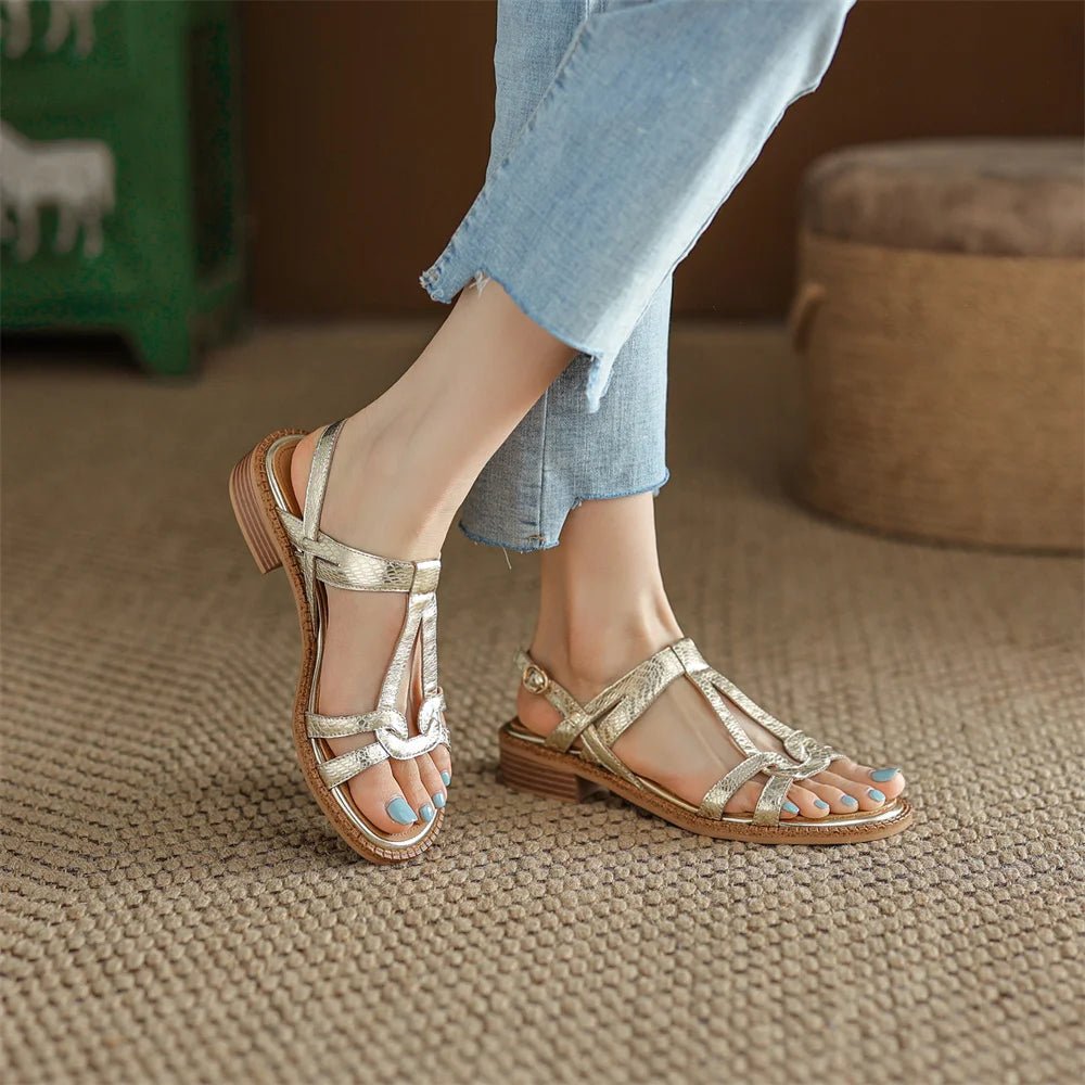 Sandales Femme en cuir tressé "La Douceur Estivale" - Restaur Cuirs