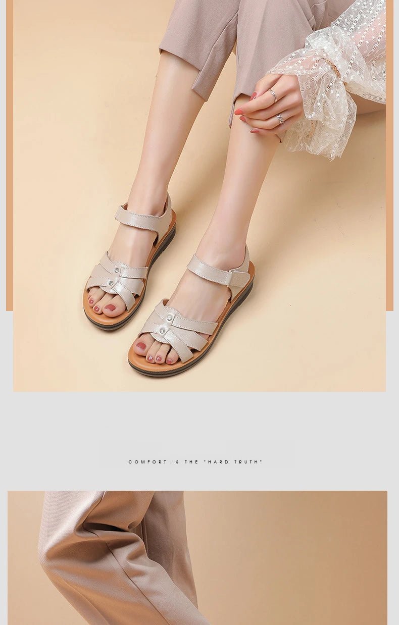 Sandales plates cuir femme "Conforta" - Restaur Cuirs