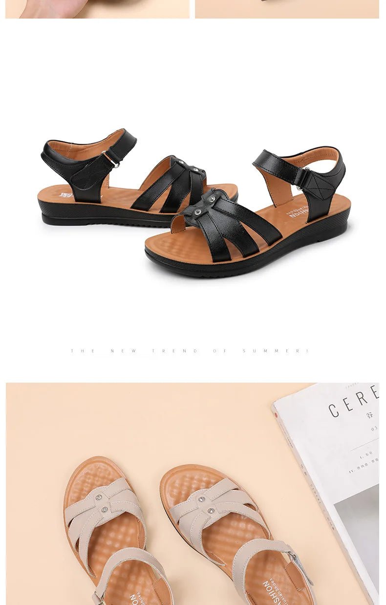 Sandales plates cuir femme "Conforta" - Restaur Cuirs