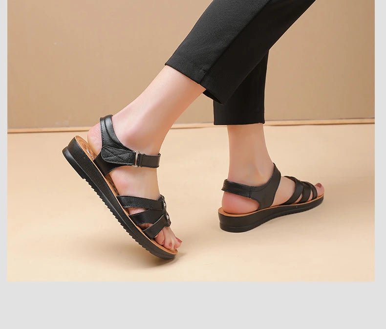 Sandales plates cuir femme "Conforta" - Restaur Cuirs