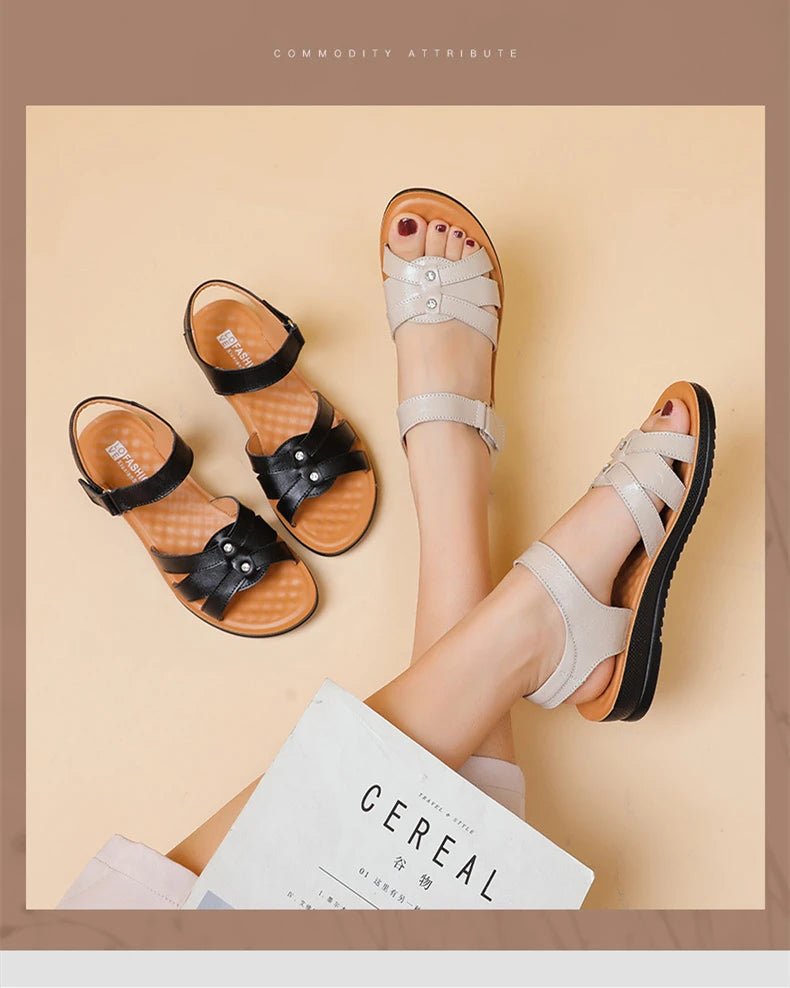 Sandales plates cuir femme "Conforta" - Restaur Cuirs