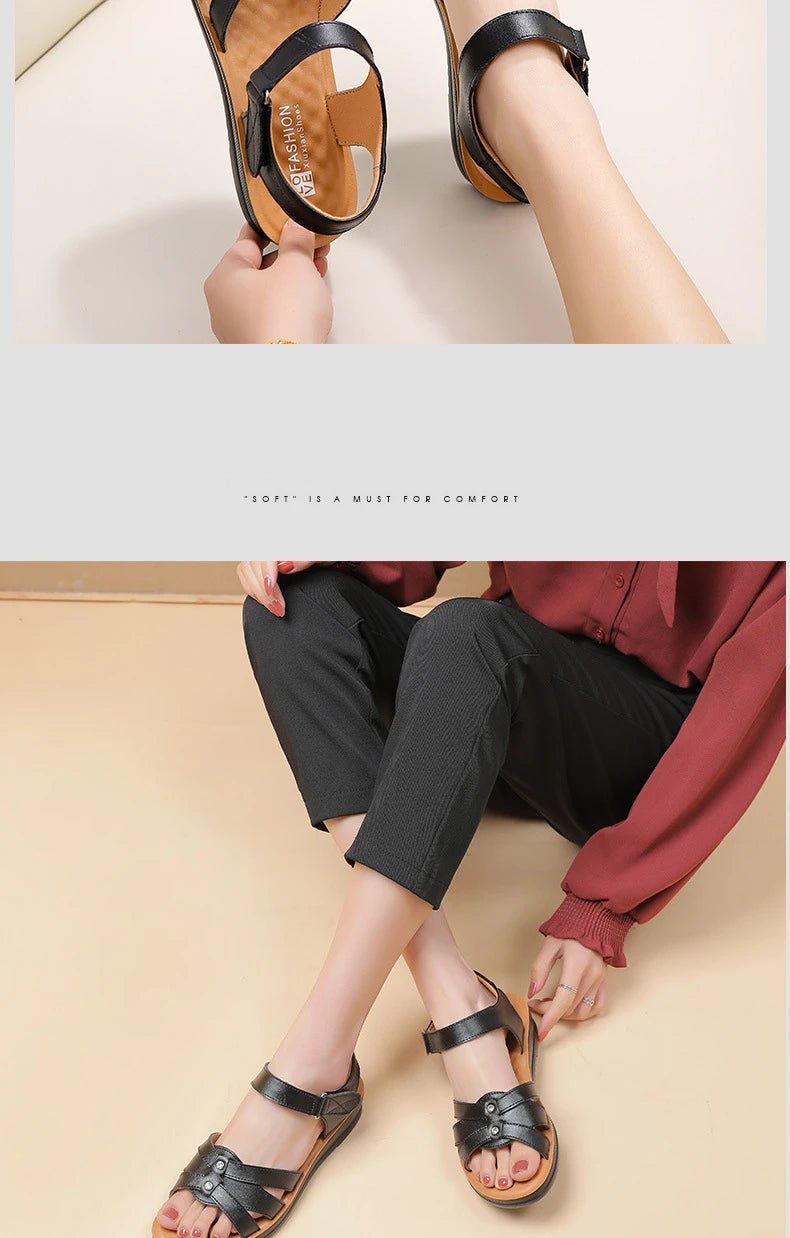 Sandales plates cuir femme "Conforta" - Restaur Cuirs