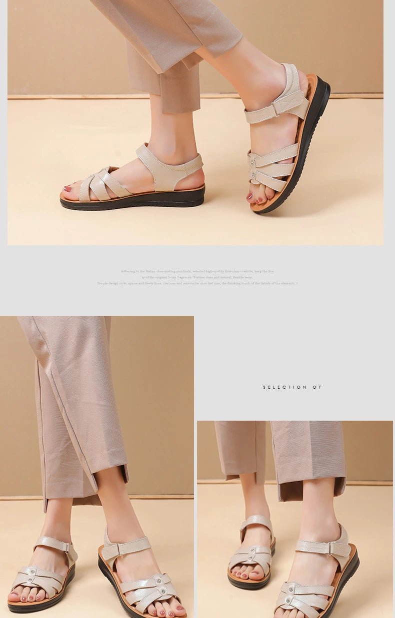Sandales plates cuir femme "Conforta" - Restaur Cuirs