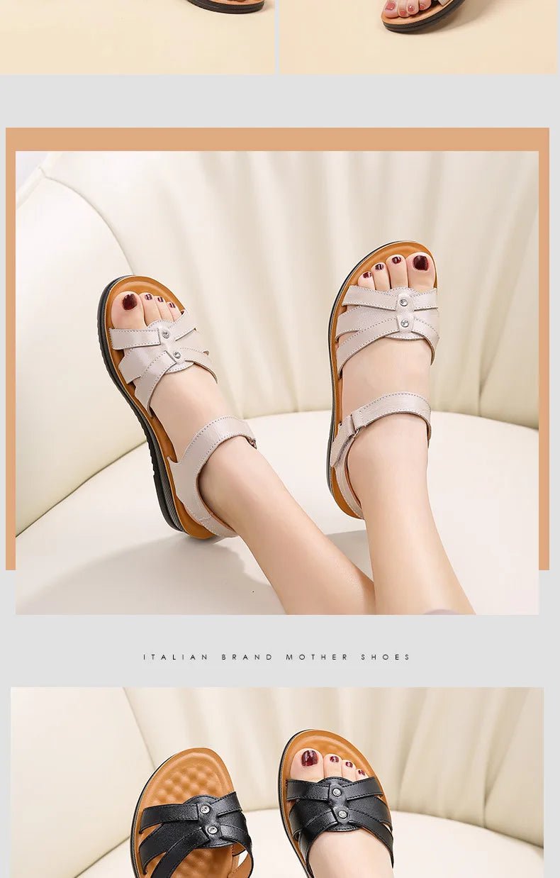 Sandales plates cuir femme "Conforta" - Restaur Cuirs
