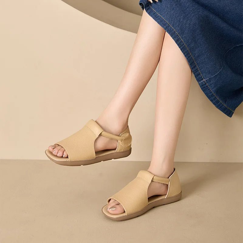 Sandales plates cuir femme "La Décontractée" - Restaur Cuirs