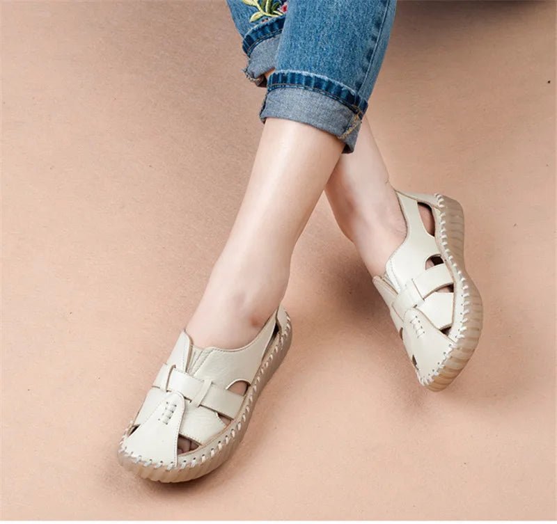 Sandales Plates Cuir pour Femme "Livia" - Restaur Cuirs
