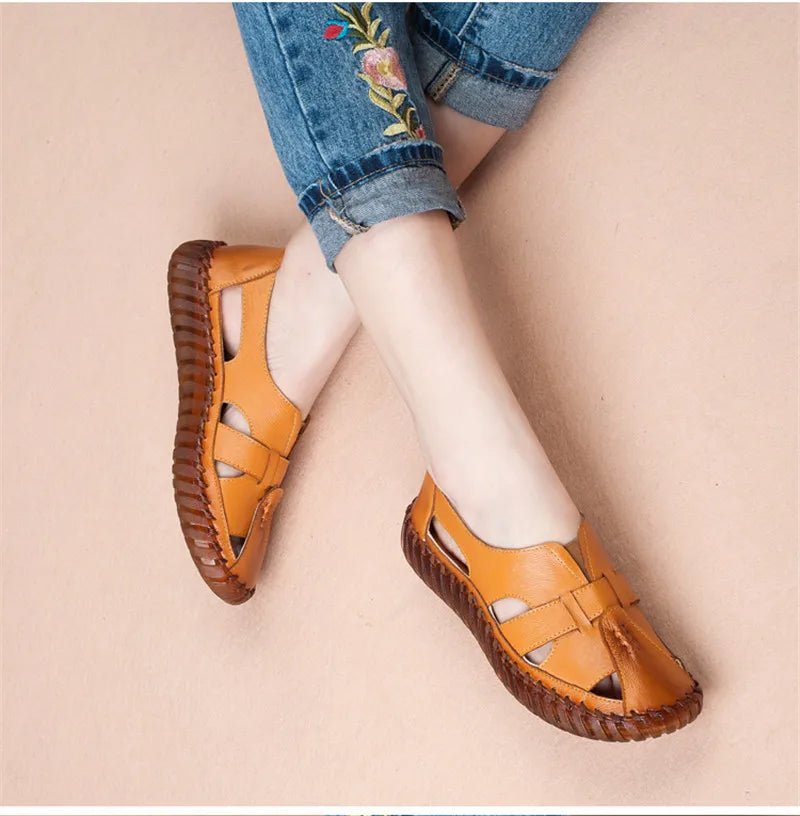 Sandales Plates Cuir pour Femme "Livia" - Restaur Cuirs
