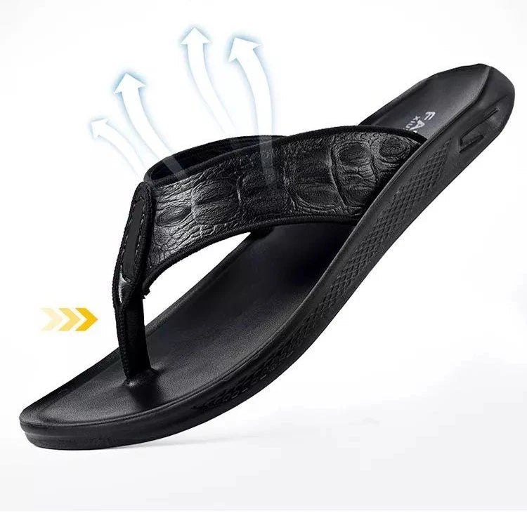 Tong pour homme en cuir "L'Exotique" - Restaur Cuirs