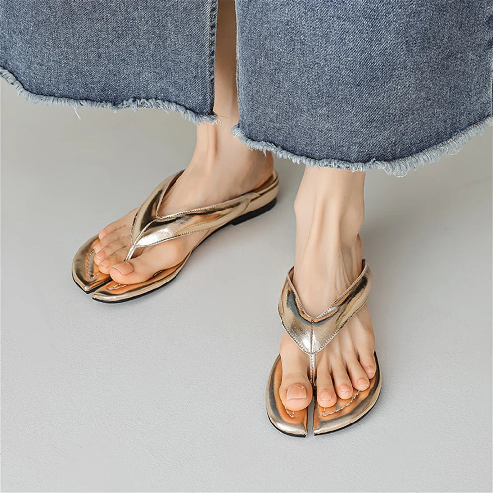 Tongs Cuir Femme Confort Estival "La Floraison"