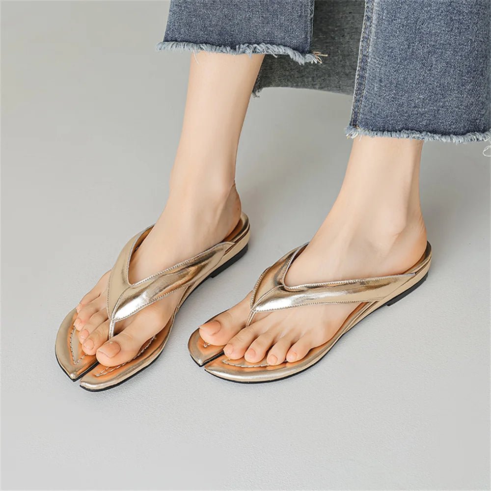 Tongs Cuir Femme Confort Estival "La Floraison"