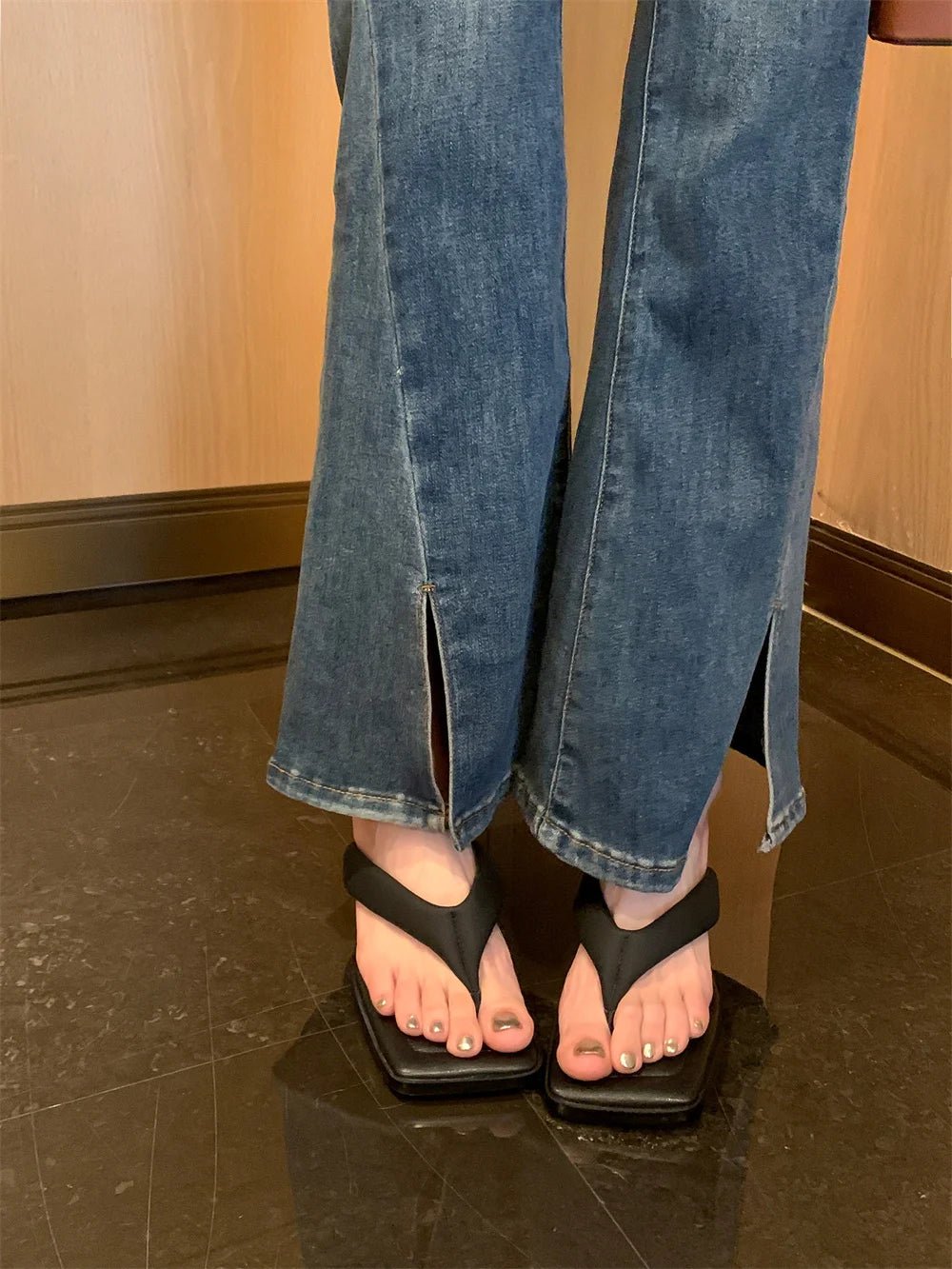 Tongs Cuir Femme Confortables "L'Azurée"