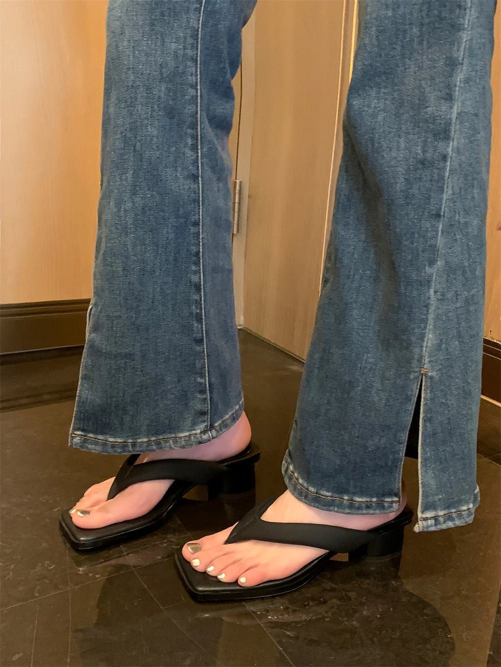 Tongs Cuir Femme Confortables "L'Azurée"
