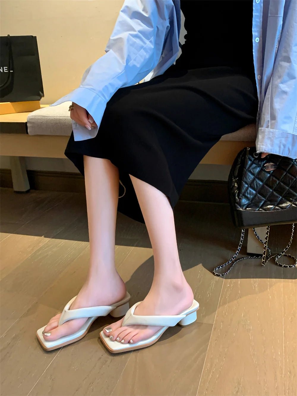 Tongs Cuir Femme Confortables "L'Azurée"