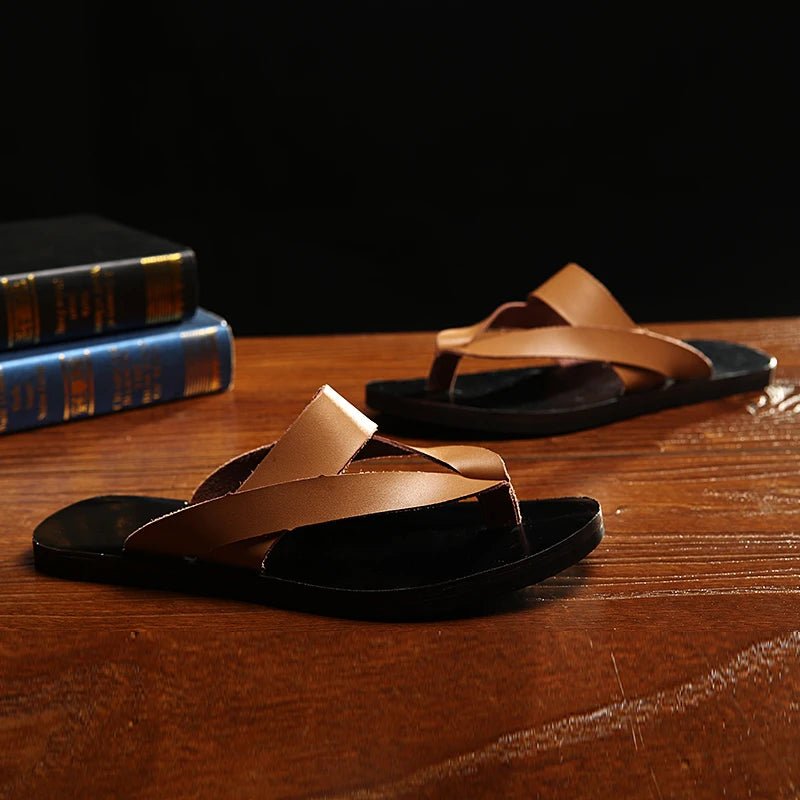 Tongs Hommes Cuir Confortables "L'Embrun"