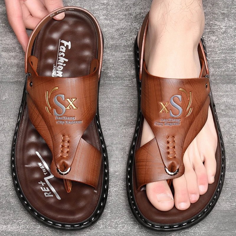 Tongs Hommes Cuir Élégantes "Le Gladiateur"