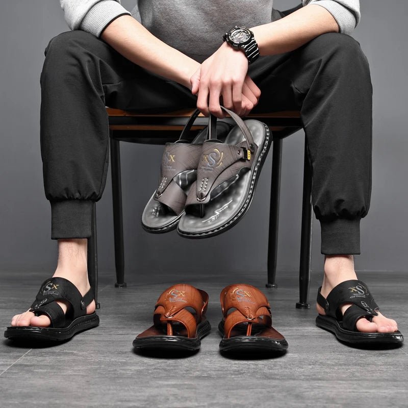 Tongs Hommes Cuir Élégantes "Le Gladiateur"