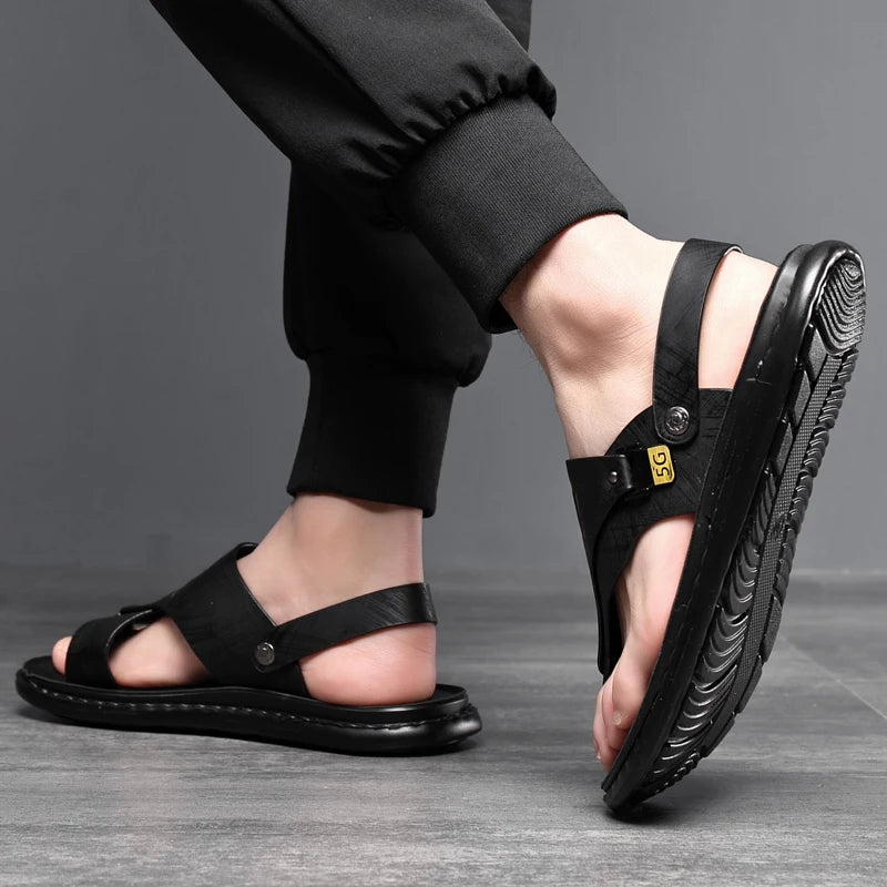 Tongs Hommes Cuir Élégantes "Le Gladiateur"