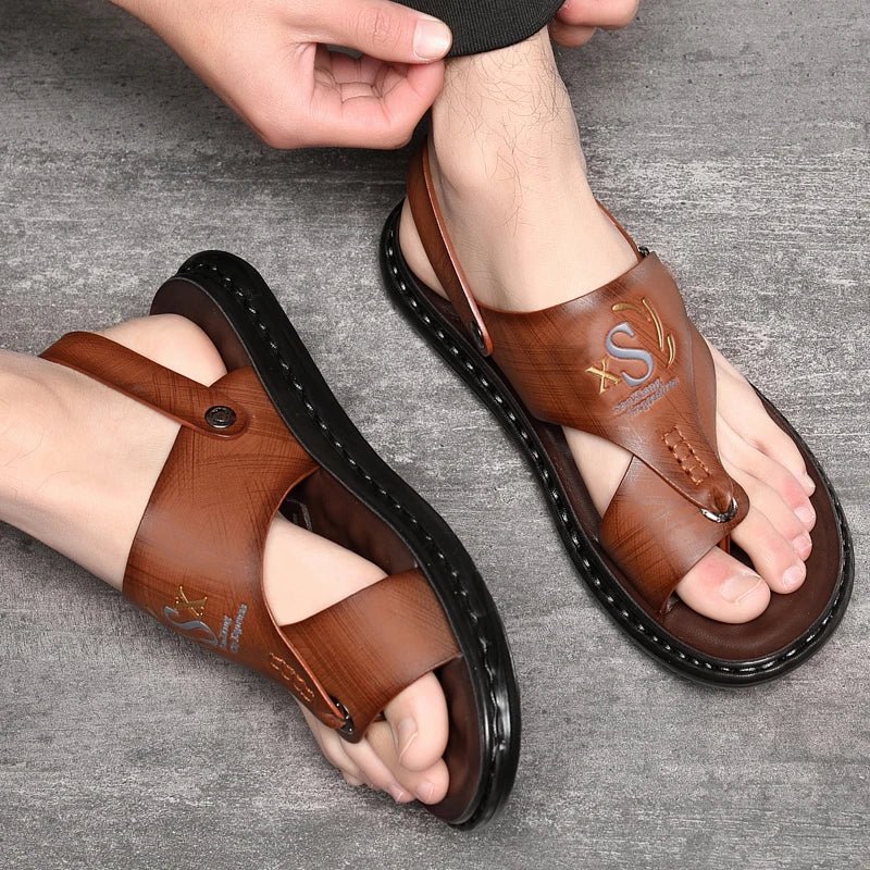 Tongs Hommes Cuir Élégantes "Le Gladiateur"