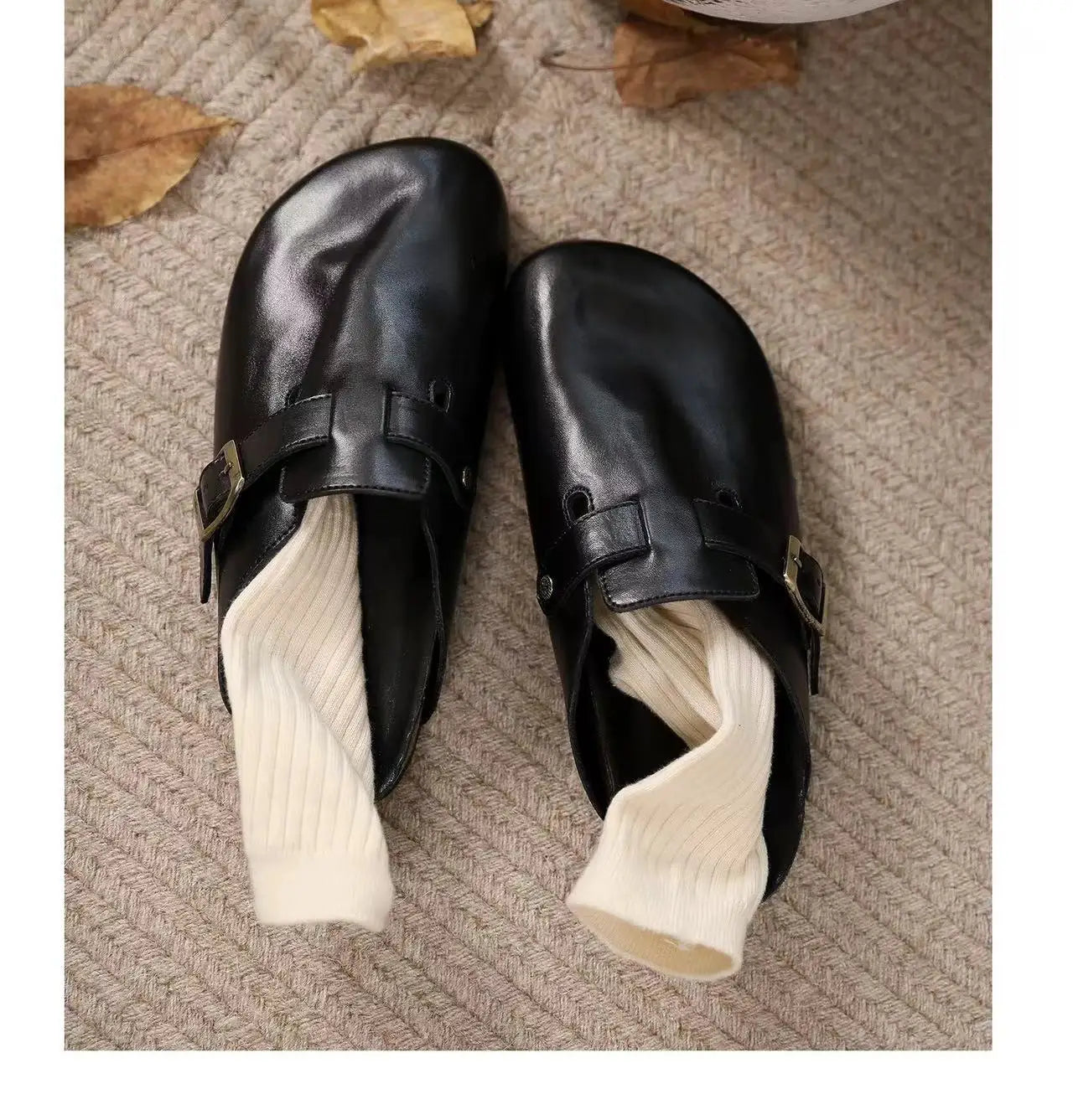 Women Leather Mules Shoes Flats Slingback Casual Sandals Woman Trend New Dress Shoes Cozy Walking Flip Flops Brand Mujer Shoes