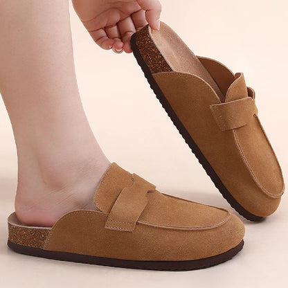 Comwarm Suede Flat Clogs Women Classic Cork Clogs Men Leather Mules Indoor Arch Support Slippers Outdoor Non Slip Cork Slippers