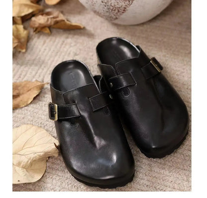 Women Leather Mules Shoes Flats Slingback Casual Sandals Woman Trend New Dress Shoes Cozy Walking Flip Flops Brand Mujer Shoes