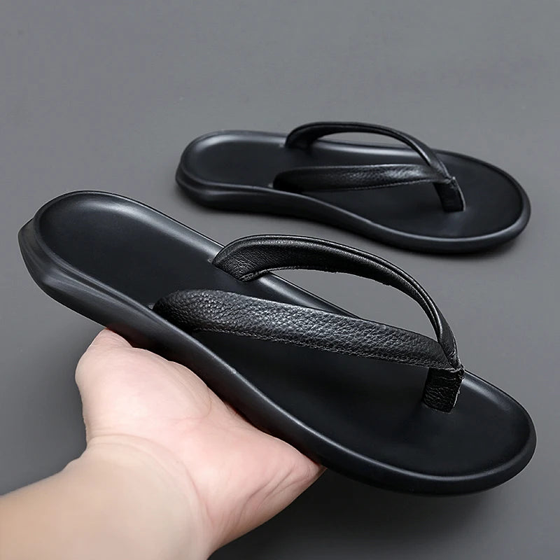 Tongs homme cuir "La Minimaliste"