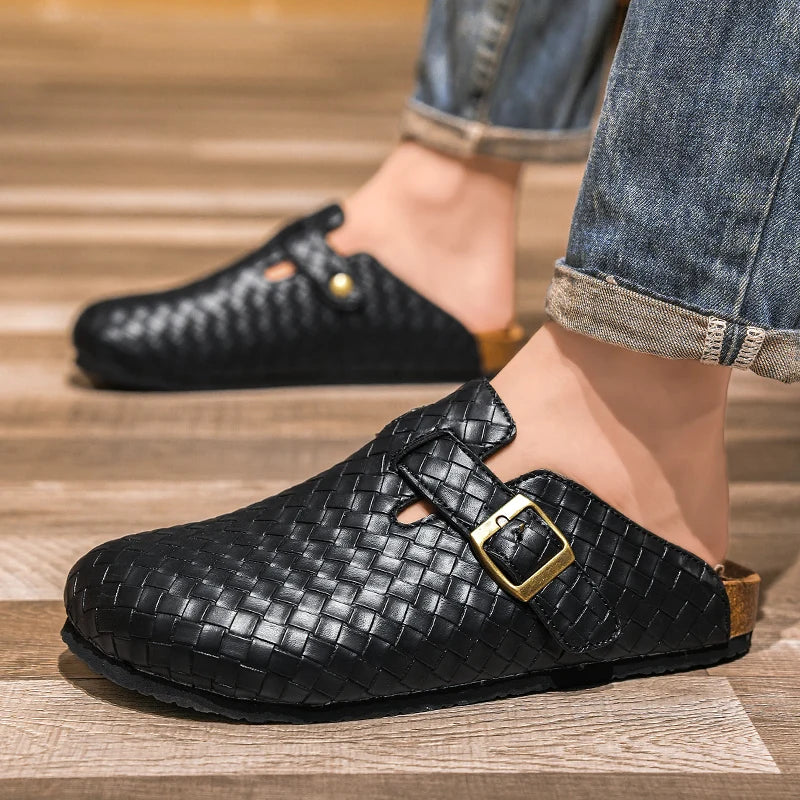 Mules en cuir pour homme "La Tressée"