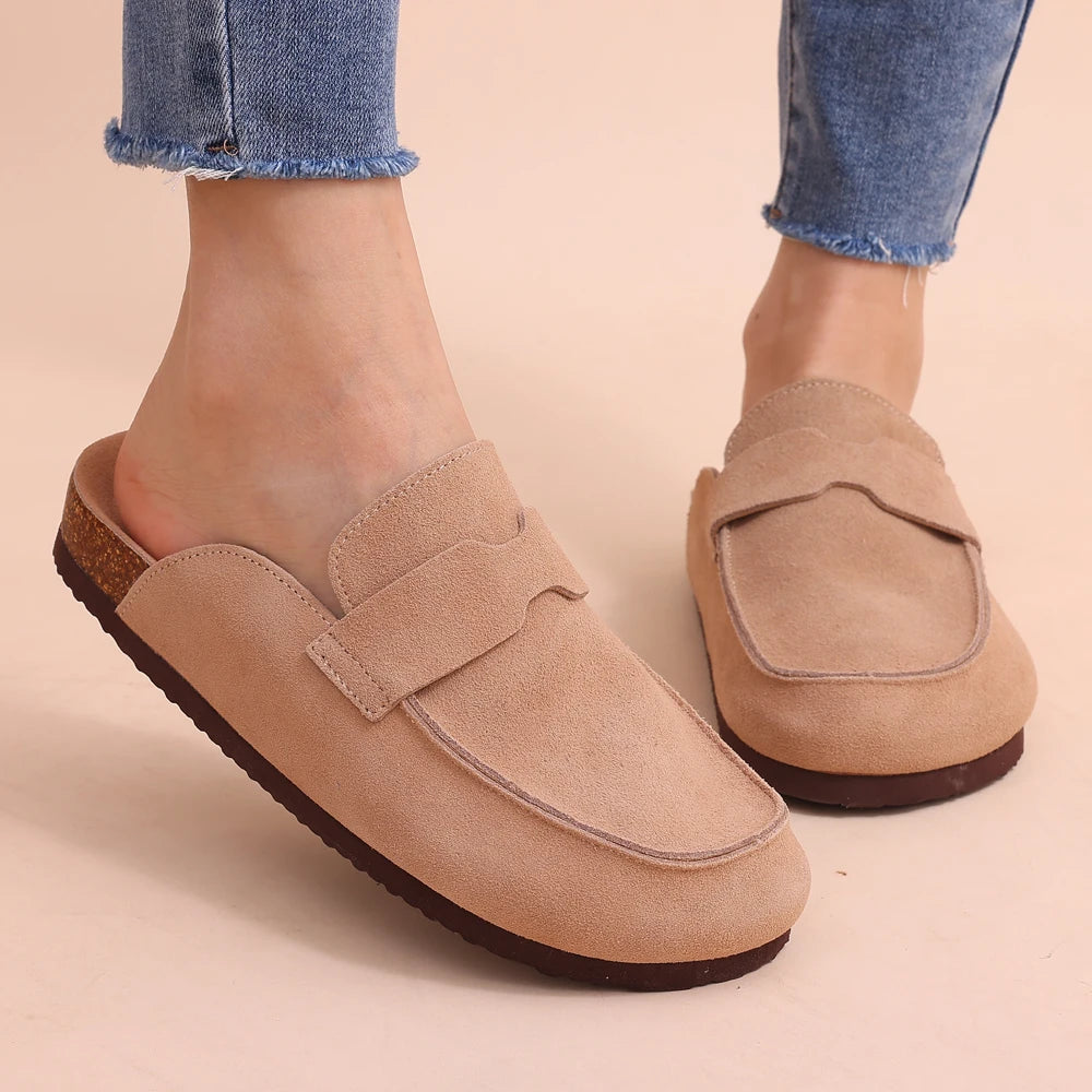 Comwarm Suede Flat Clogs Women Classic Cork Clogs Men Leather Mules Indoor Arch Support Slippers Outdoor Non Slip Cork Slippers