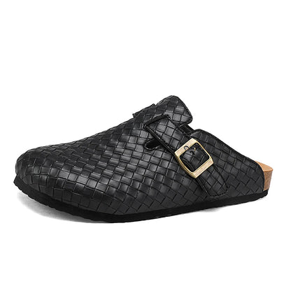 Mules en cuir pour homme "La Tressée" - Restaur Cuirs