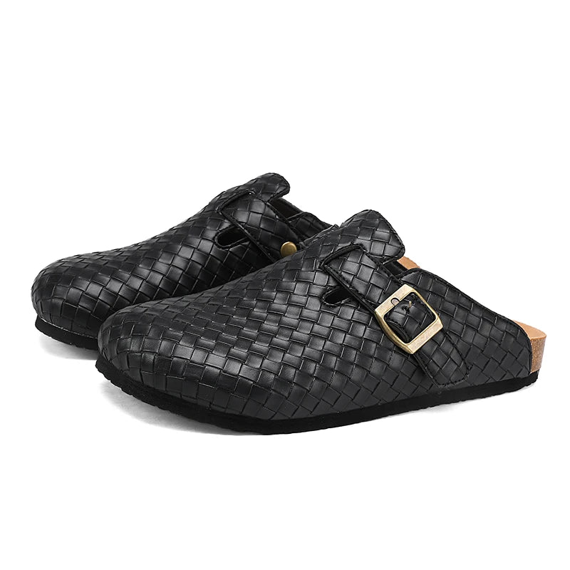 Mules en cuir pour homme "La Tressée" - Restaur Cuirs