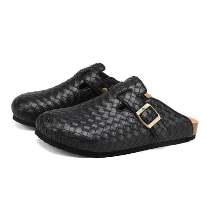 Mules en cuir pour homme "La Tressée" - Restaur Cuirs