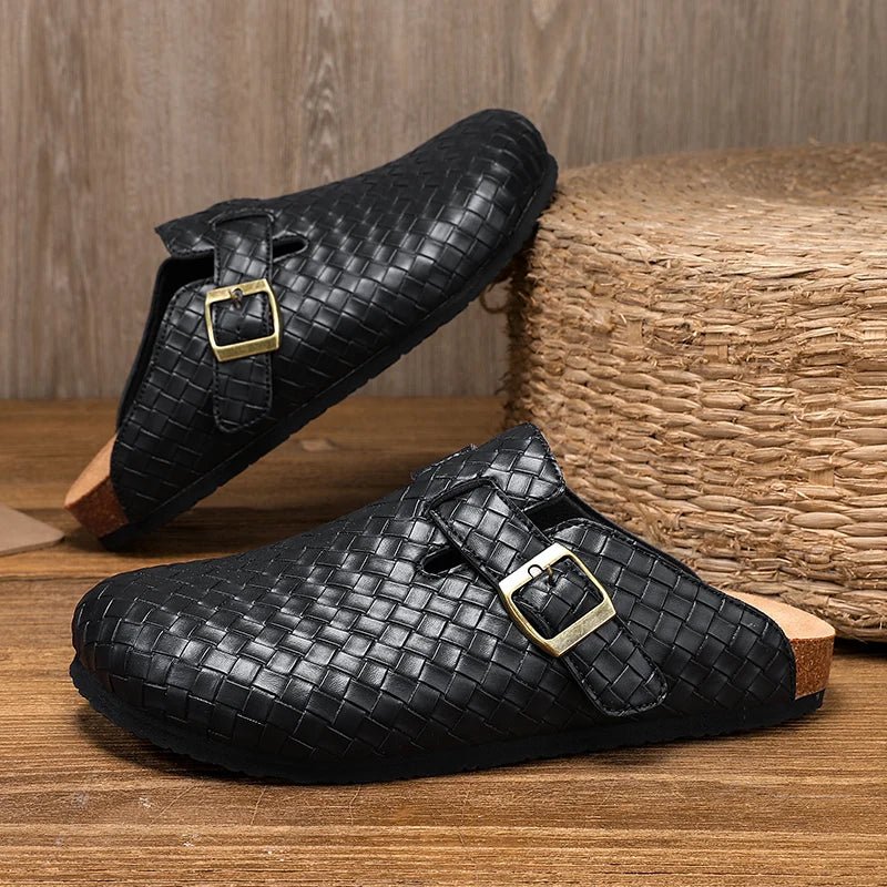 Mules en cuir pour homme "La Tressée" - Restaur Cuirs