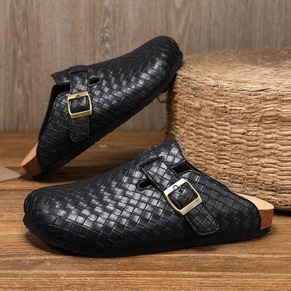 Mules en cuir pour homme "La Tressée" - Restaur Cuirs