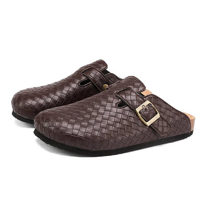 Mules en cuir pour homme "La Tressée" - Restaur Cuirs