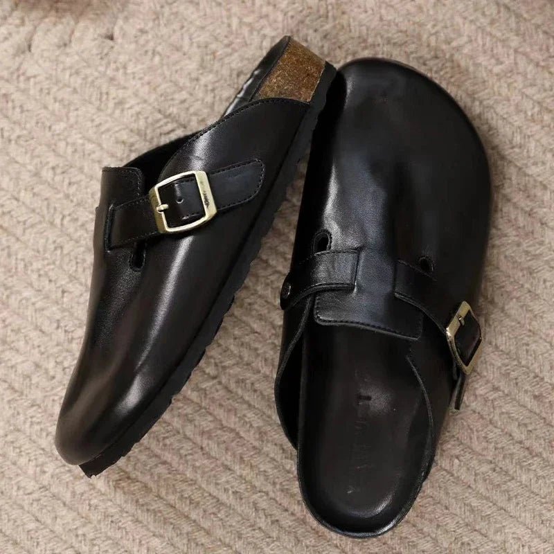Mules pour femmes en cuir "La Rétro" - Restaur Cuirs