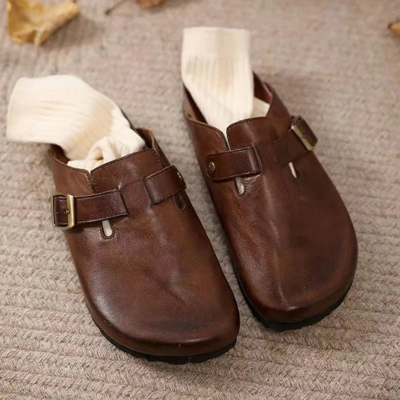 Mules pour femmes en cuir "La Rétro" - Restaur Cuirs